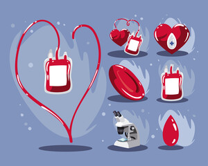 Wall Mural - seven donate blood items