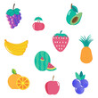 set of modern vector graphics of fruits with various types.