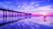 The Huntington Beach Pier During Sunset, California