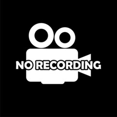 Sticker - No video recording camera icon isolated on dark background