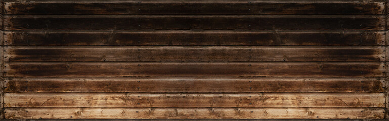 Wall Mural - old brown rustic dark wooden texture - wood timber background panorama long banner