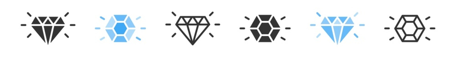 Wall Mural - diamond icon. gem symbol. outline and black brilliant sign in vector flat style.