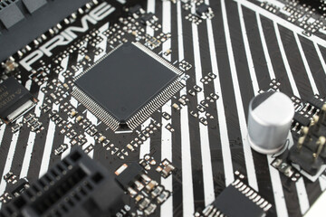 Poster - Part of a printed circuit board, close-up, a spare part from a computer