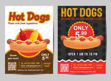 Illustration Poster Flyer Template Fast Food Hot Dog Concept Vector
