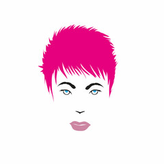 Wall Mural - Pink hair. Fashion silhouette woman style, vector illustration 