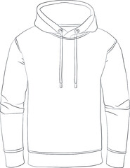 Wall Mural - Narrow, normal cut fitting hooded hoodie, Hooded Pullover. Pattern (sewing) fashion design Contour lines - contour drawing