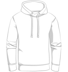 Wall Mural - Narrow, normal cut fitting hooded hoodie, Hooded Pullover. Pattern (sewing) fashion design Contour lines - contour drawing with light shadow