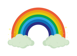 Sticker - rainbow and clouds