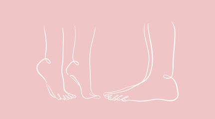 Wall Mural - One line male and female legs. Valentine's day vector illustration.