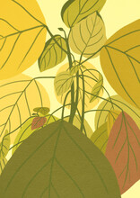 Digital Painting Of A Plant With Yellow Leaves