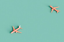 Travel Concept With Pink Commercial Airplane Jetliner 