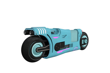 Poster - Futuristic cyberpunk motorbike. 3D illustration isolated on white background.