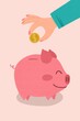 © Gemma can fly/Stocksy - Person saving money in Piggy bank illustration