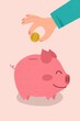 © Gemma can fly/Stocksy - Person saving money in Piggy bank illustration