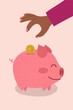 © Gemma can fly/Stocksy - Person saving money in Piggy bank illustration