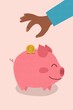 © Gemma can fly/Stocksy - Person saving money in Piggy bank illustration