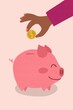 © Gemma can fly/Stocksy - Person saving money in Piggy bank illustration