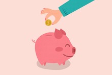 Person Saving Money In Piggy Bank Illustration