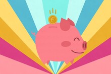 Piggy Bank Money Euro Coin Illustration