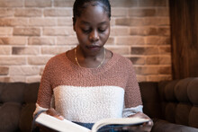 Intelligent Woman Reading Book For Studies