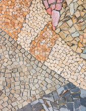 Colorful Broken Stone Collage On Ground