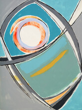 An Abstract Painting With Rounded Forms.