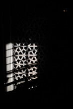 Black And White Ethnic Pattern Image Of Mosque Wall
