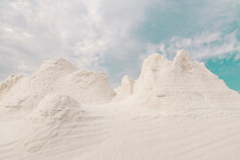 White Sand Dunes Landscape With Blue Sky 