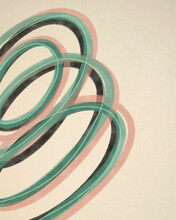 Spiral Painting In Pink, Black And Green