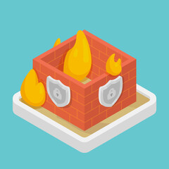 Wall Mural - sandbox firewall technology isometric 3D vector illustration