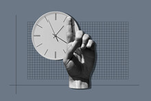 Hand With Raised Index Finger And Clock