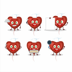 Poster - Cartoon character of red love balloon with various chef emoticons