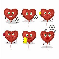 Poster - Red love balloon cartoon character working as a Football referee