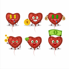 Wall Mural - Red love balloon cartoon character with cute emoticon bring money