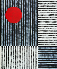 A Painting, Textured Stripes With A Red Disc