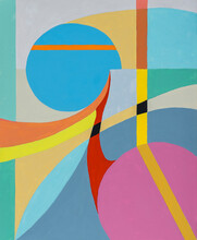 A Hard-edged Abstract Painting With A Circular Motif.