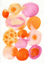 Orange And Pink Watercolor Circles