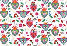 Sacred Hearts And Flowers, Love Illustration
