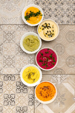 Healthy Food : Colorful Hummus Bowls
