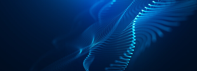 Poster - abstract beautiful wave technology background with blue light effect corporate concept. futuristic p