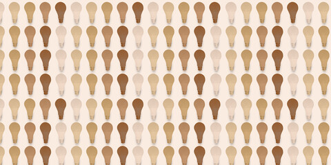 Poster - Diversity Bulbs in All Skin Colors Abstract ethnicity background. Modern diverse backdrop