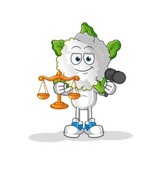 Wall Mural - cauliflower head cartoon lawyer cartoon. cartoon mascot vector