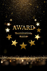 winner nomination award with gold stars circle vector illustration. luxury reward or certificate pos
