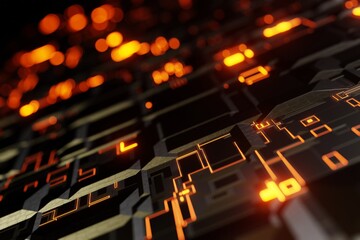 Poster - 3d render abstract futuristic circuit board background