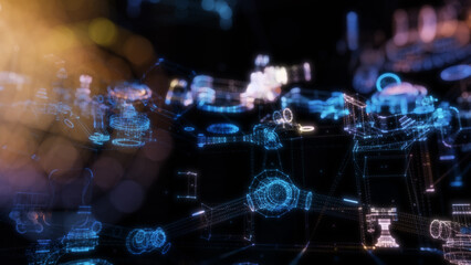 Poster - Abstract technology particles mesh background
