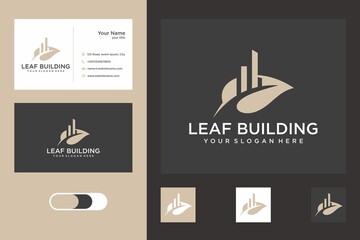 Wall Mural - building with leaf logo design