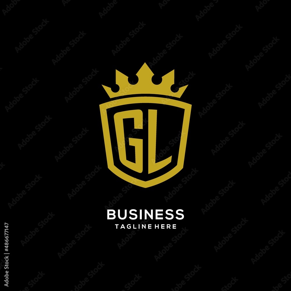 Initial GL logo shield crown style, luxury elegant monogram logo design ...