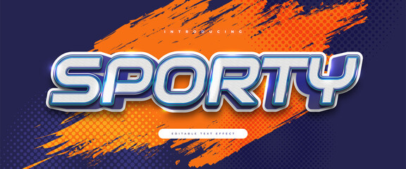 Wall Mural - bold white and blue sporty text style with 3d effect. editable 3d text effect