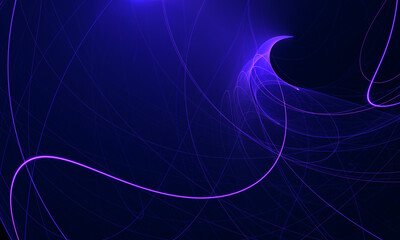 dynamic motion of violet purple curves and laser beams in various planes of digital 3d artwork. gala