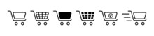 Shopping Cart Icon Set. Shop Basket Symbol. Vector Illustration